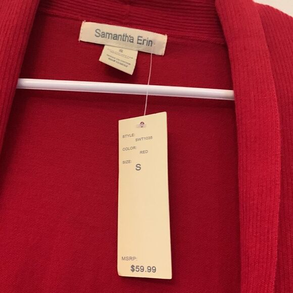 Samantha Erin red long open cardigan Size S NWT - Picture 5 of 7